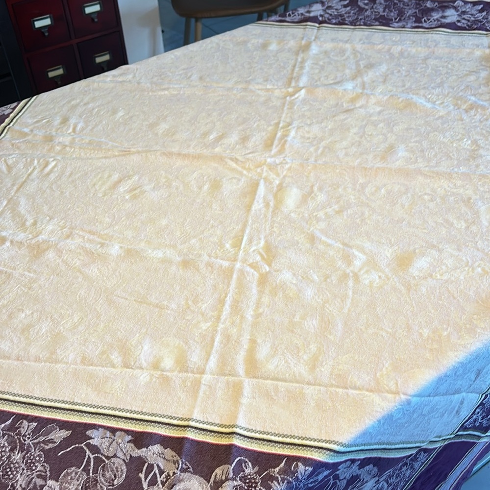 Anne De Solene Cotton Vintage Purple Pink Rectangular Fruit Print Table Cloth - Picture 4 of 17